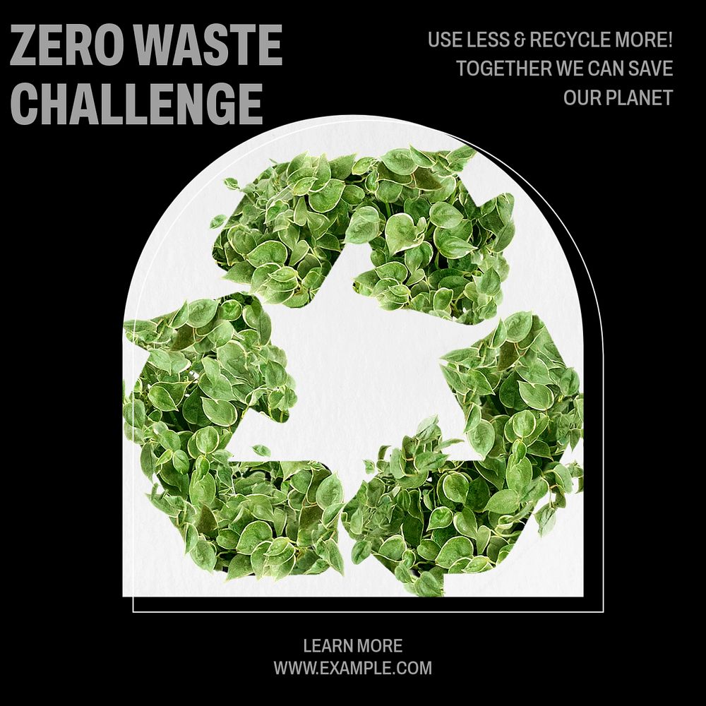 Zero waste challenge Instagram post template, editable text