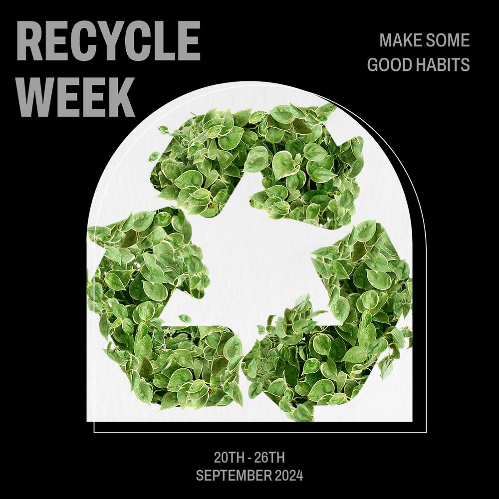 Recycle week Instagram post template, editable text