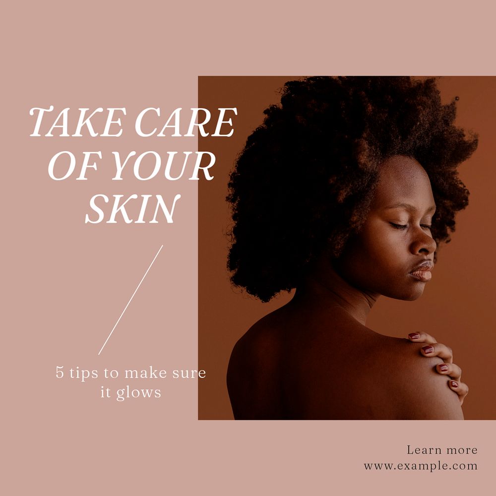 Skincare Instagram post template, editable text