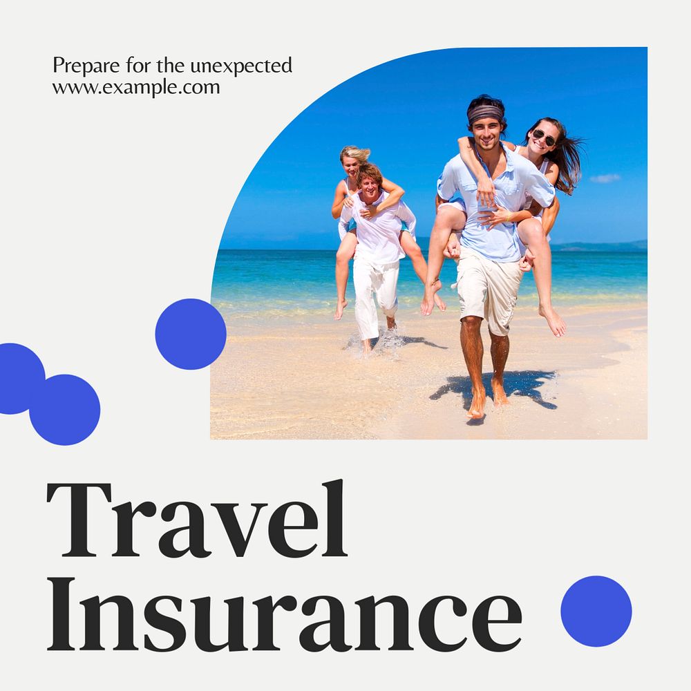 Travel insurance Instagram post template, editable text