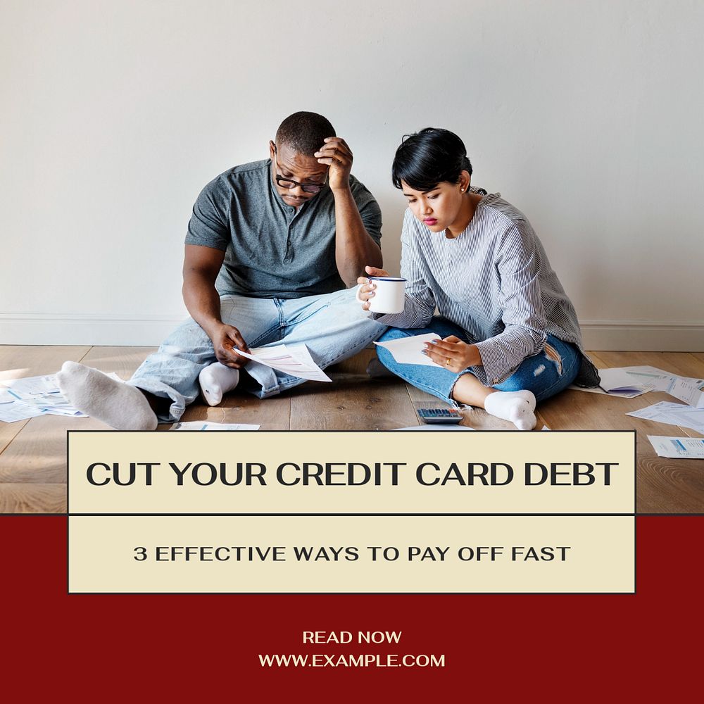 Credit card debt Instagram post template, editable text