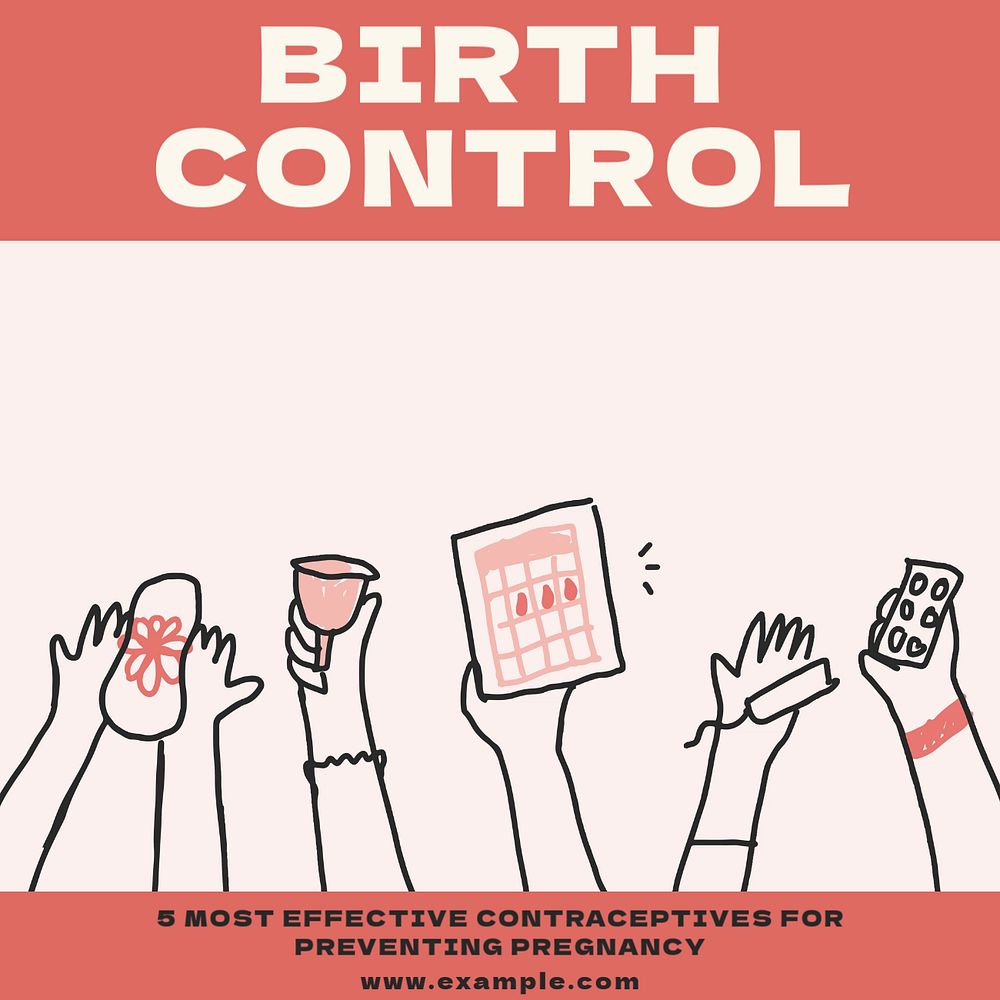 Birth control Instagram post template, editable text