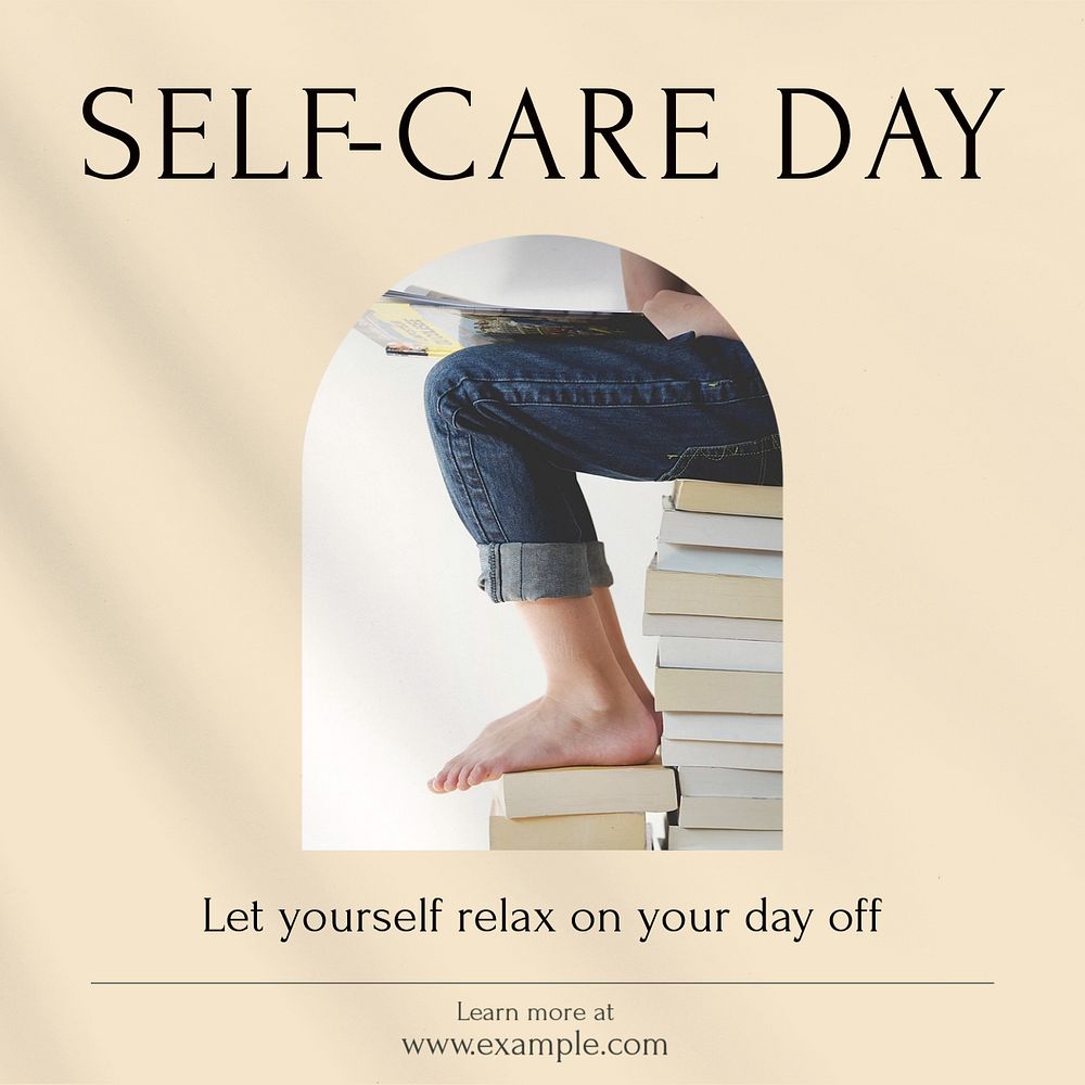 Self-care day Instagram post template, editable text