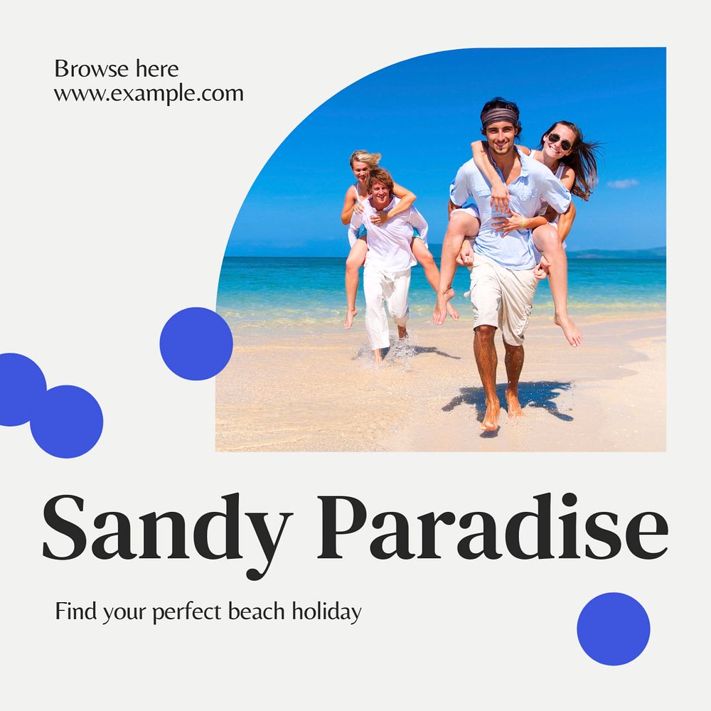 Beach holiday Instagram post template, editable text