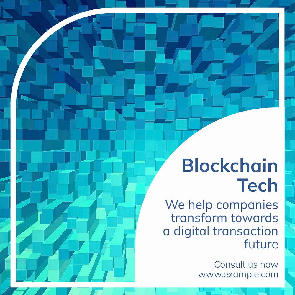 Blockchain Tech Instagram post template, editable text