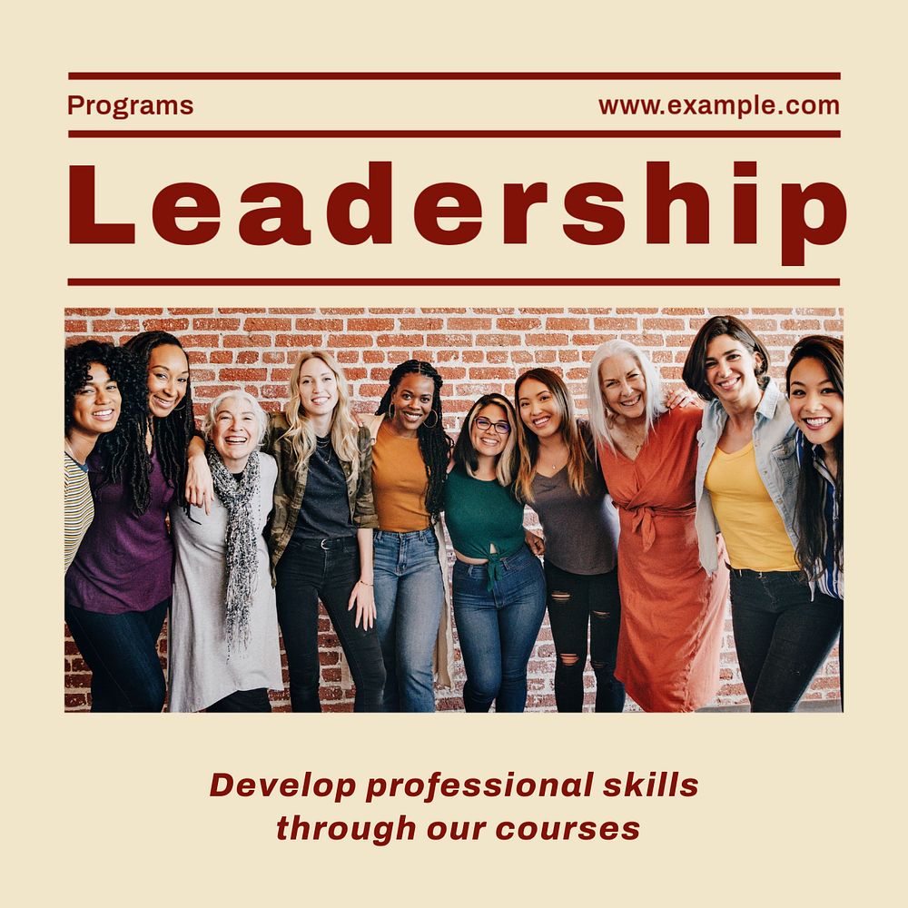 Leadership programs Instagram post template, editable text