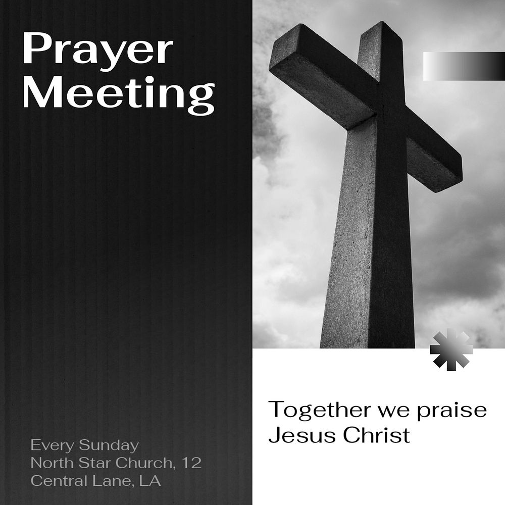 Prayer meeting Instagram post template, editable text