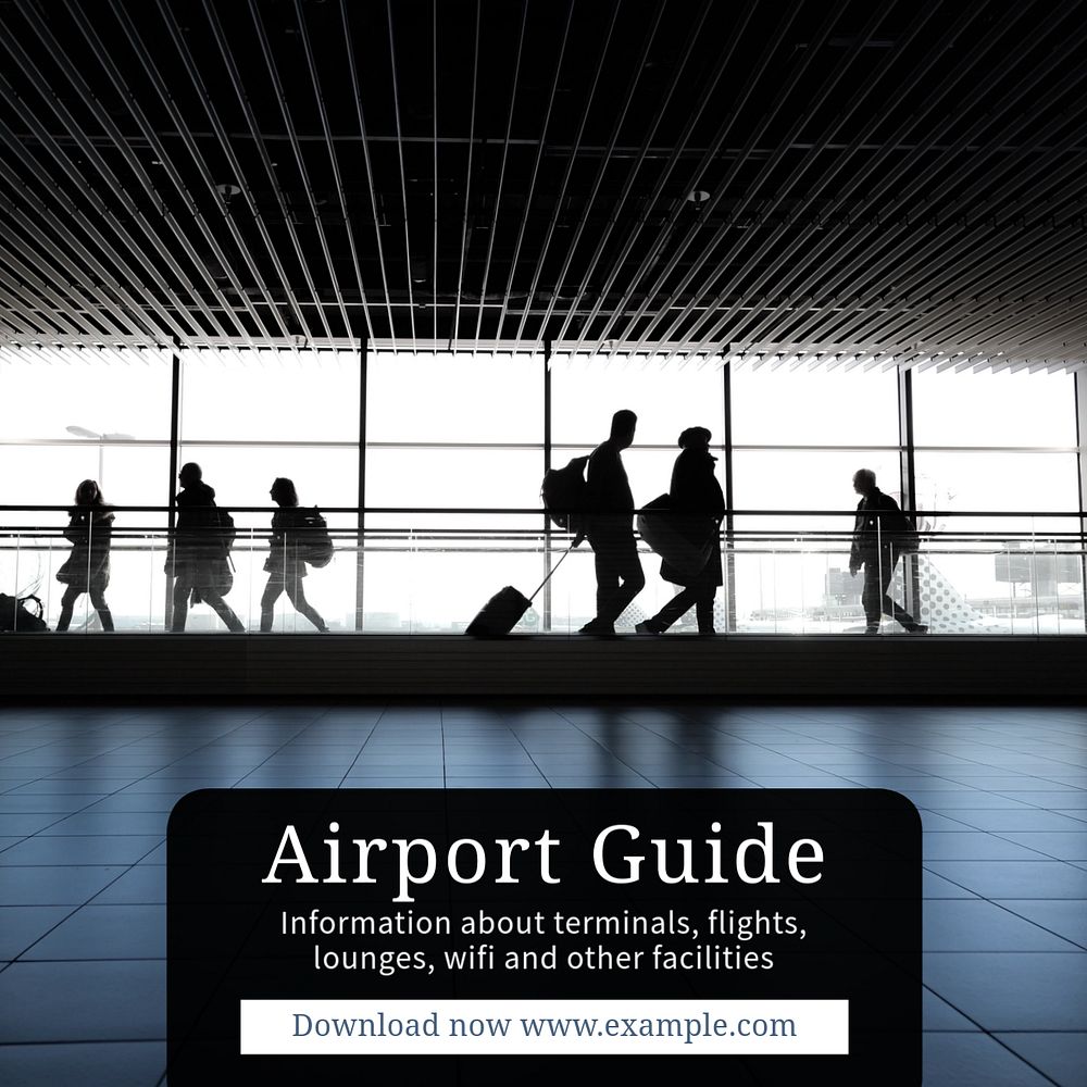 Airport guide Instagram post template, editable text