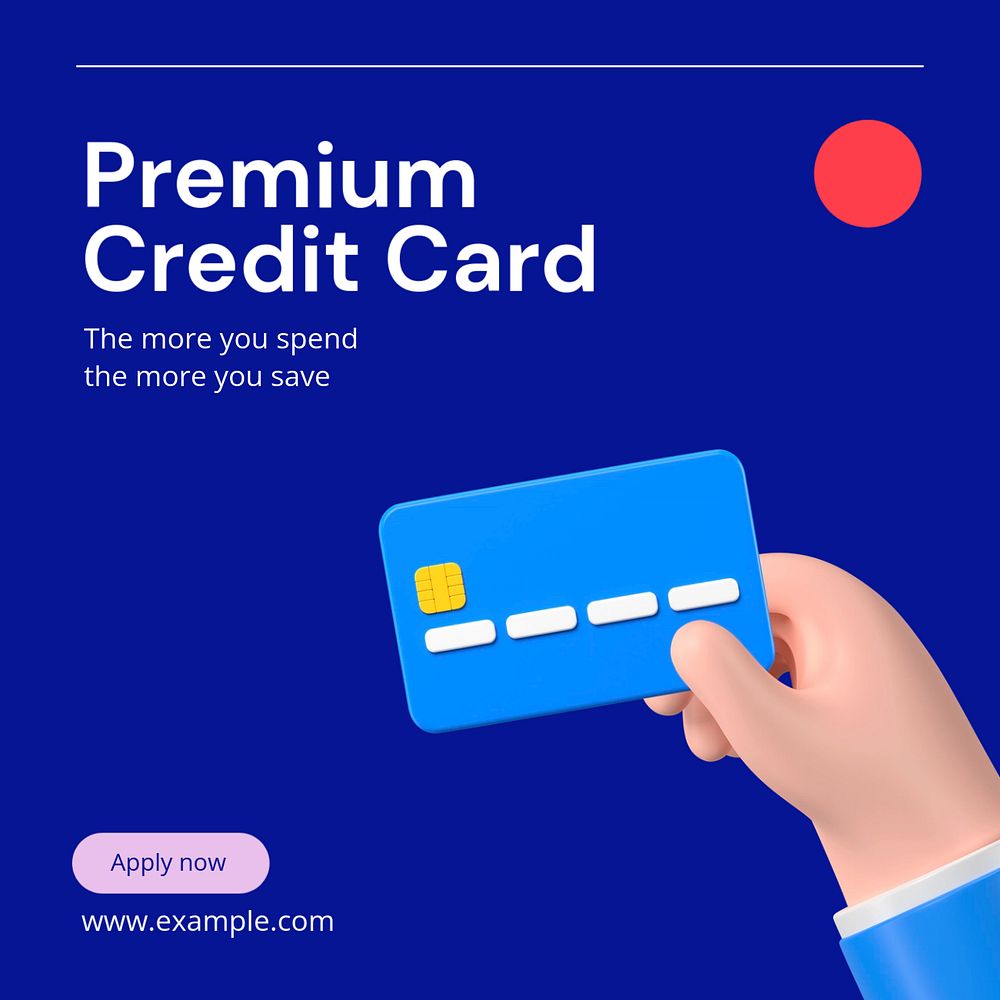 Premium credit card Instagram post template, editable text