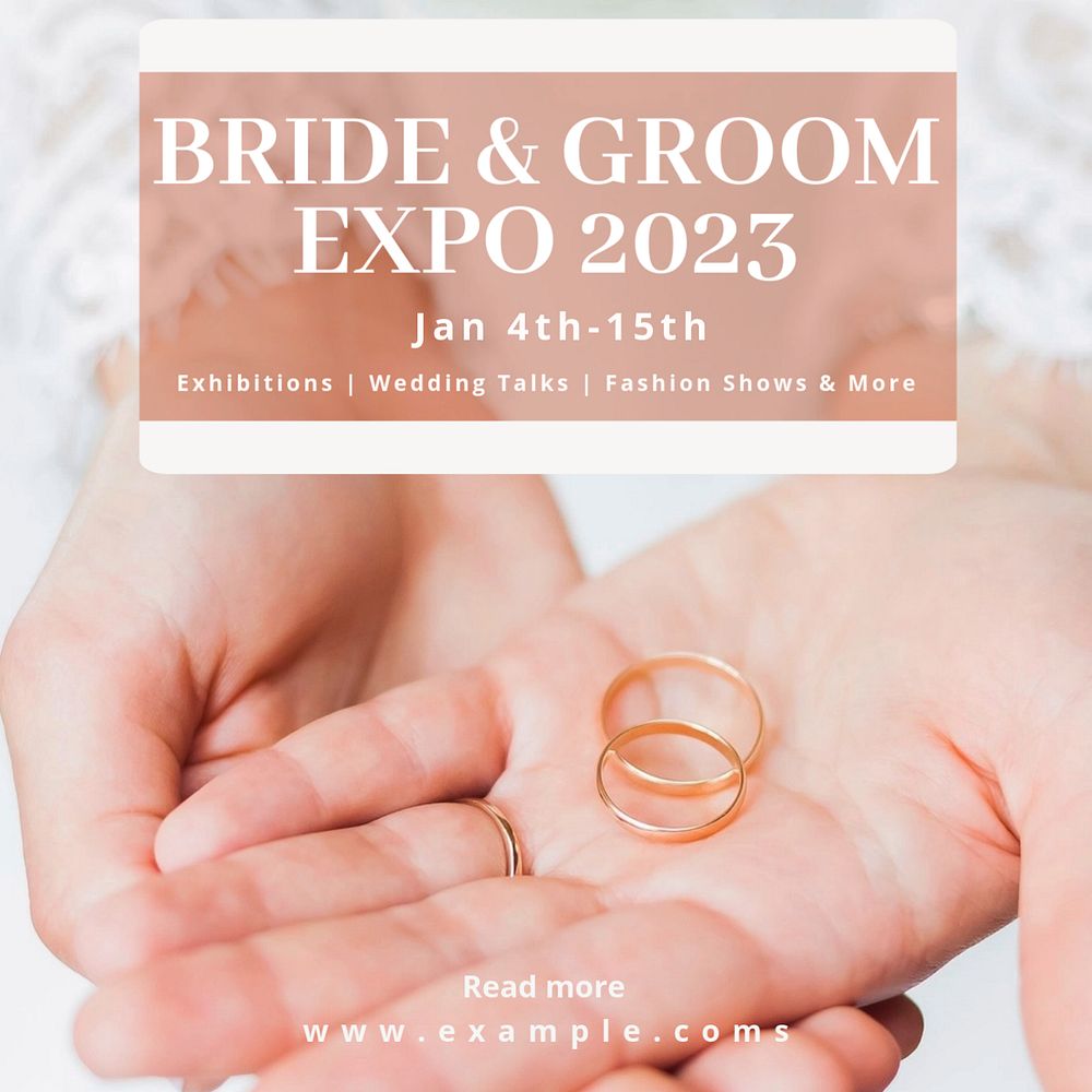 Bride & groom expo Instagram post template, editable text