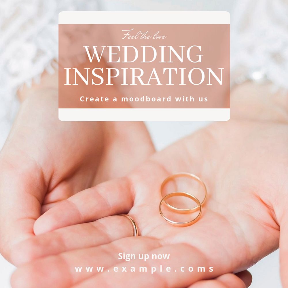 Wedding Inspiration Instagram post template, editable text