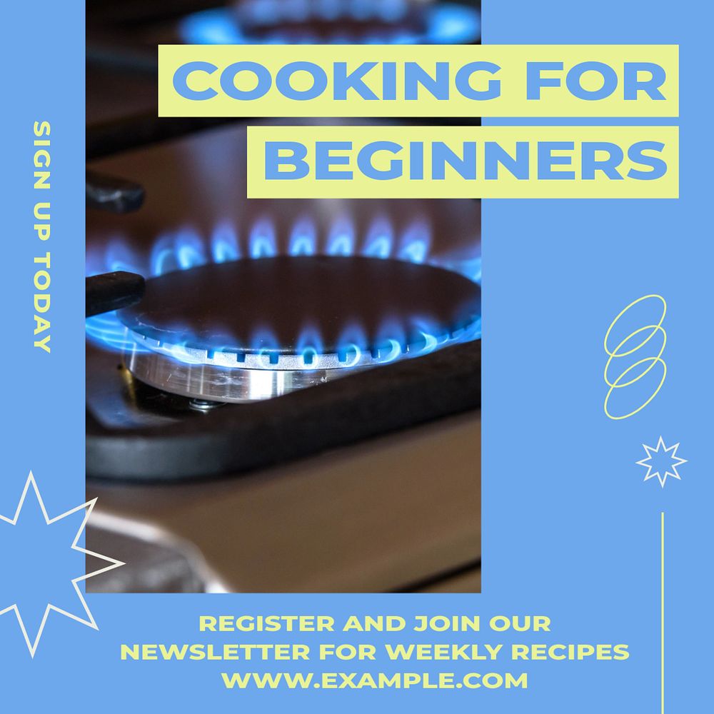 Cooking for beginners Instagram post template, editable text