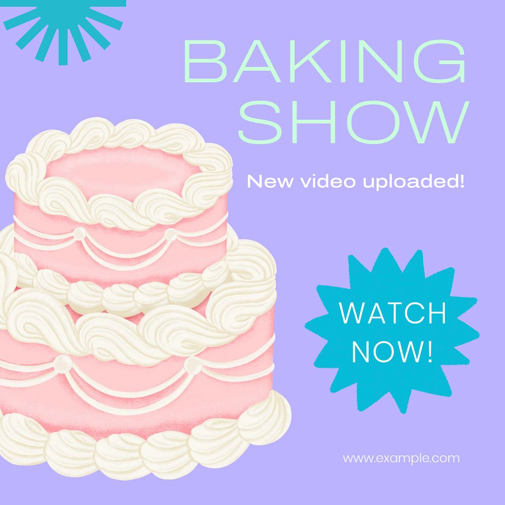 Baking show Instagram post template, editable text