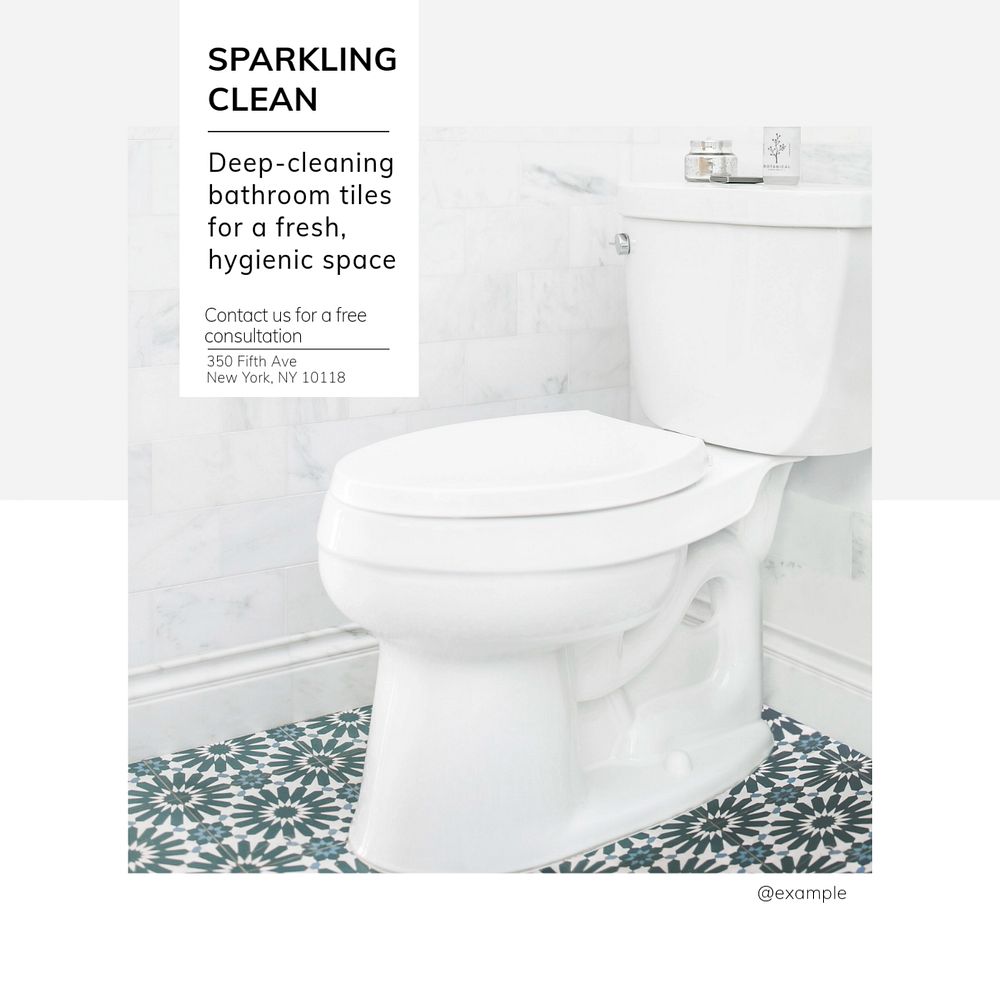 Deep-cleaning bathroom Instagram post template, editable text