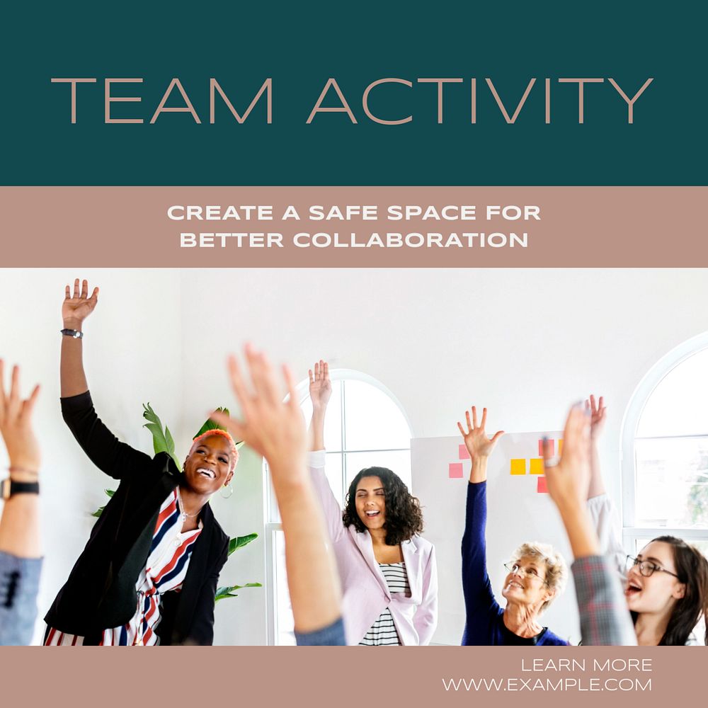 Team activity Instagram post template, editable text