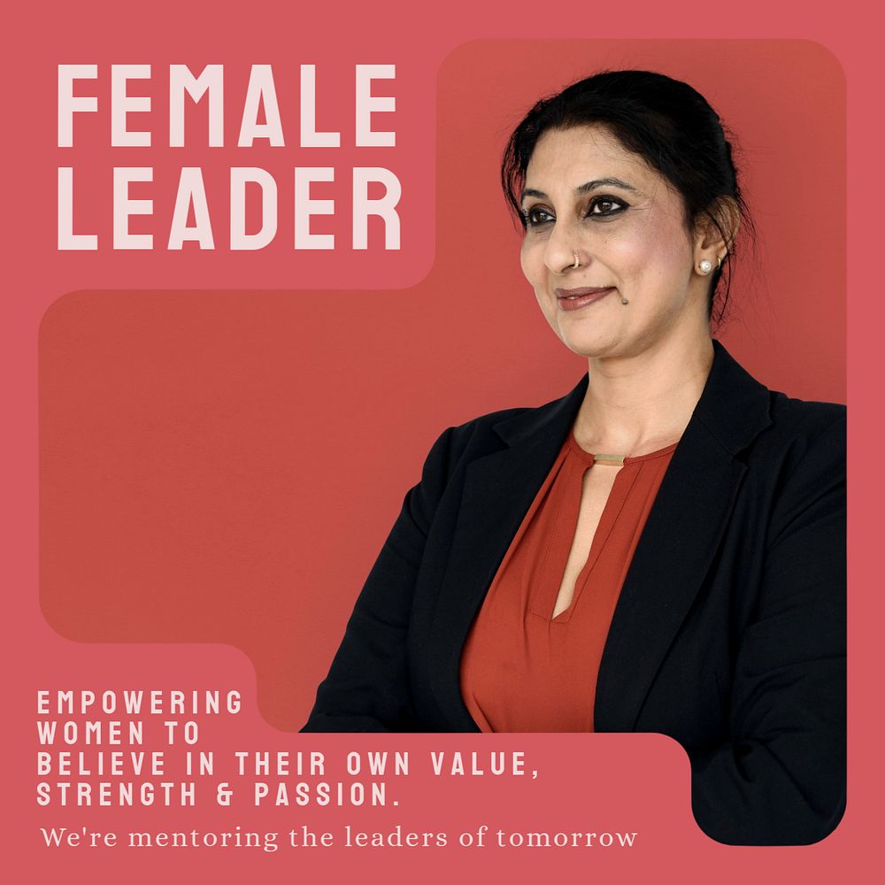 Female leaders Instagram post template, editable text