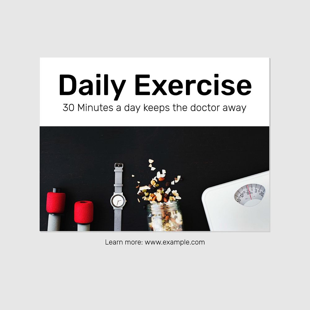 Daily exercise Instagram post template, editable text