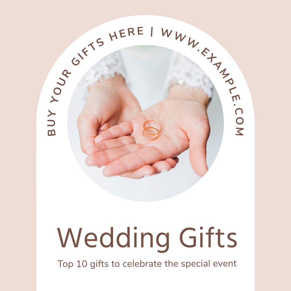 Wedding gifts Instagram post template, editable text