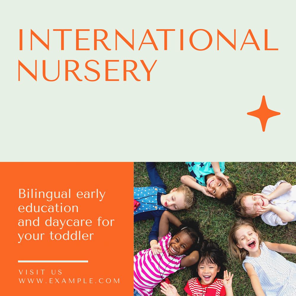 International nursery Instagram post template, editable text