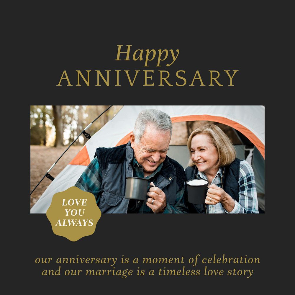 Happy Anniversary Instagram post template, editable text