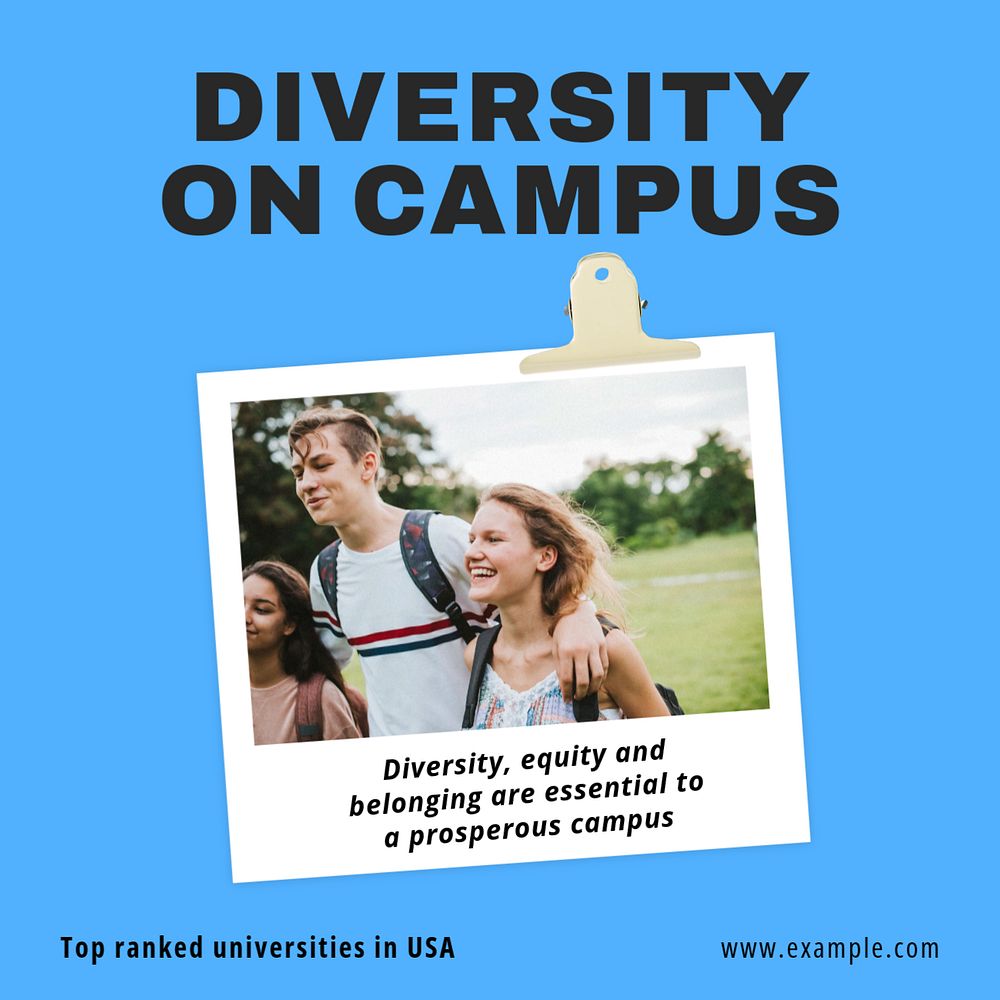 Diversity on campus Instagram post template, editable text