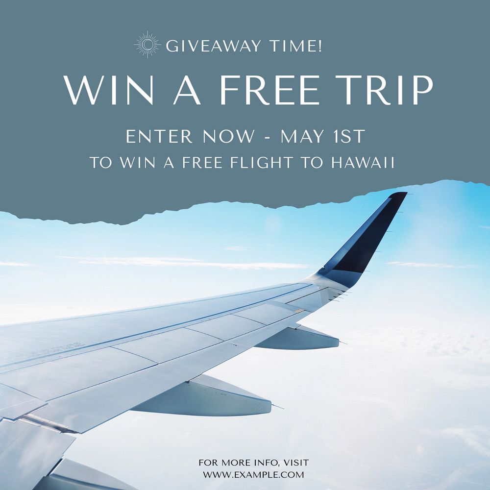 Free trip, giveaway Instagram post template, editable text