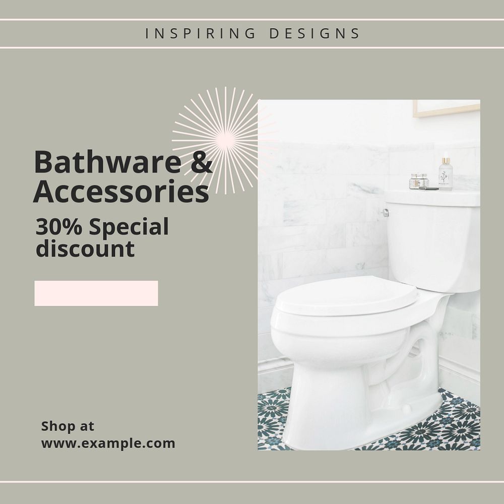 Bathware Instagram post template, editable text