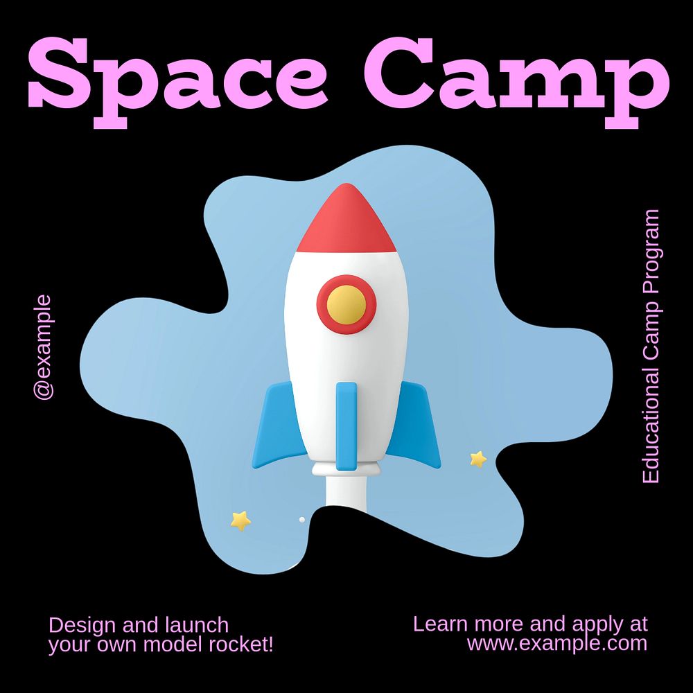 Space camp background Instagram post template, editable text