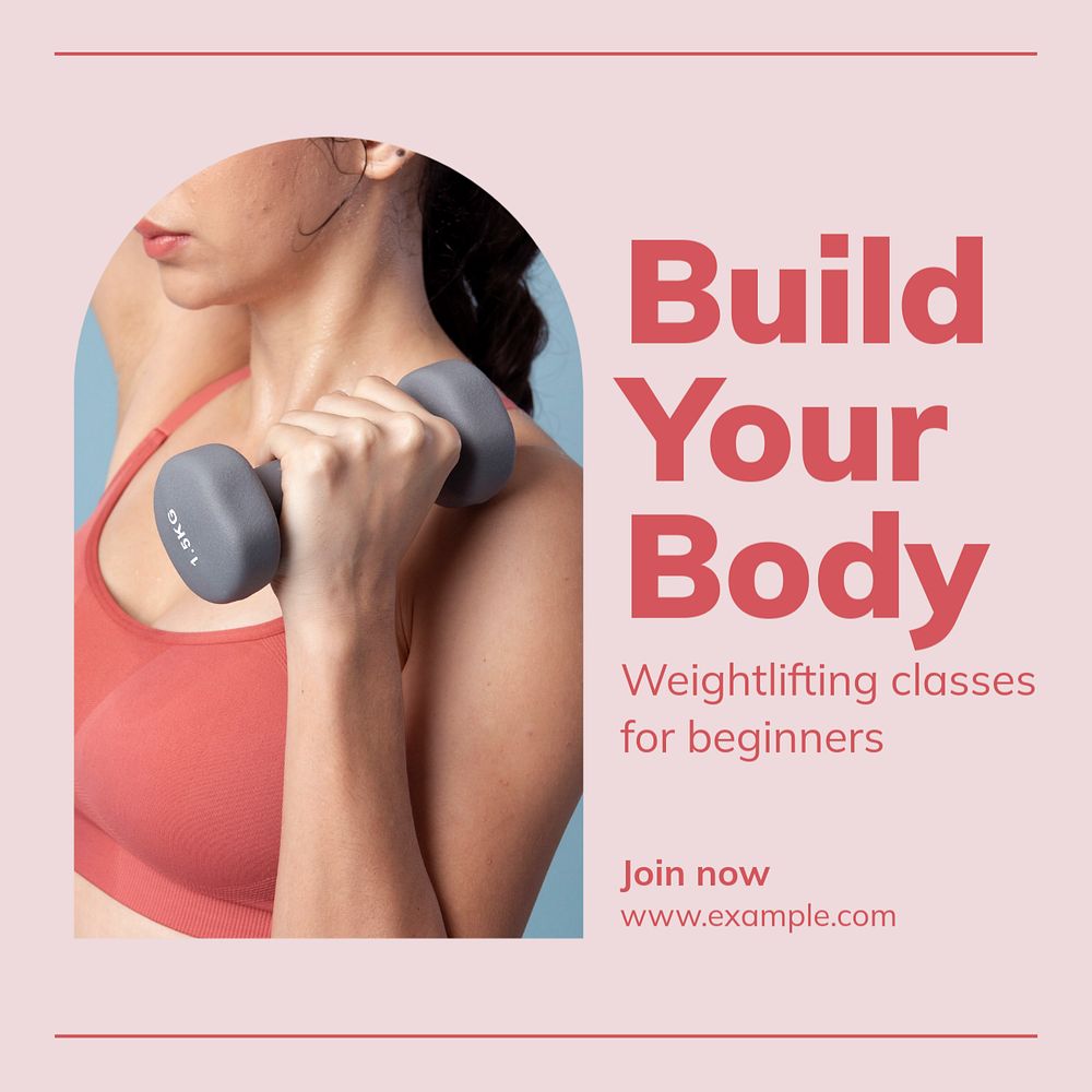 Build your body Instagram post template, editable text