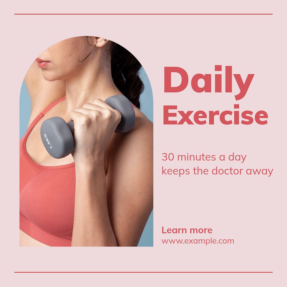 Daily exercise Instagram post template, editable text