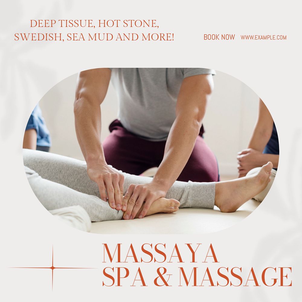 Massage Instagram post template, editable text