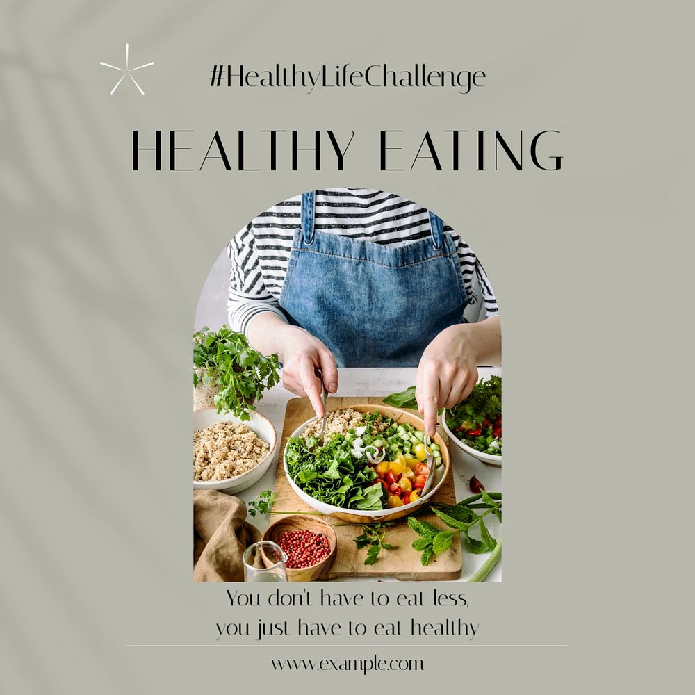 Healthy eating Instagram post template, editable text