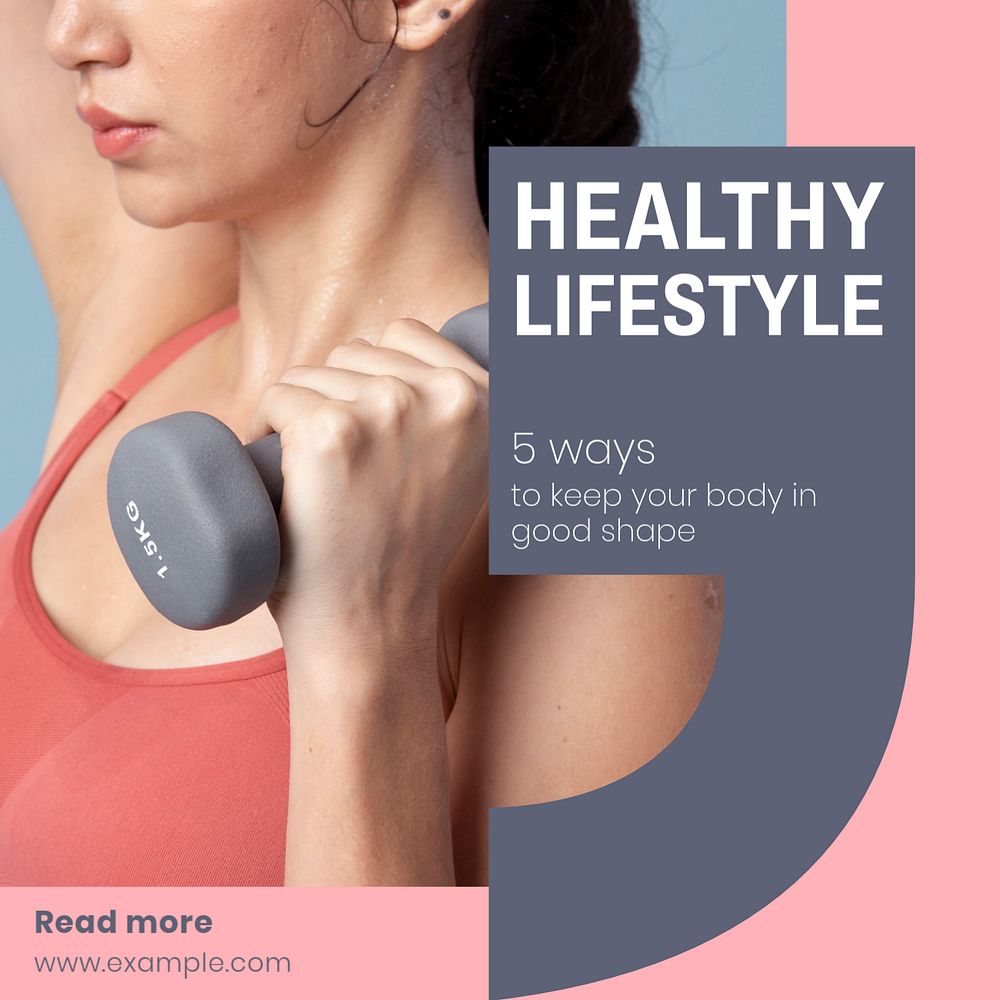 Healthy Lifestyle Instagram post template, editable text