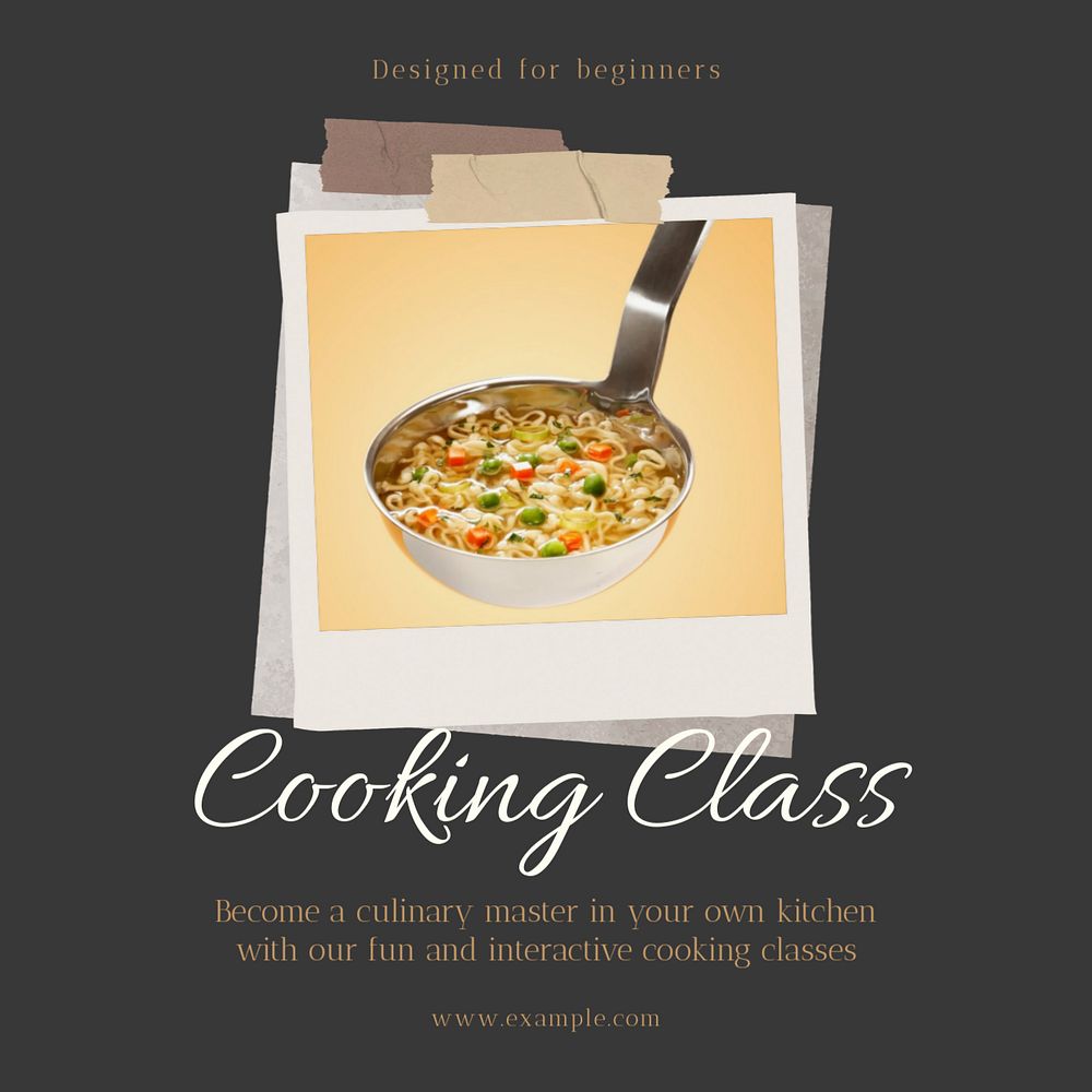 Cooking class Instagram post template, editable text