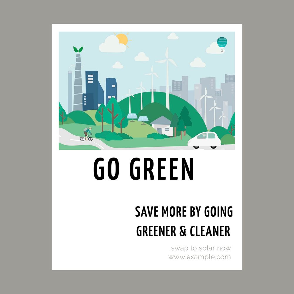 Go green Instagram post template, editable text