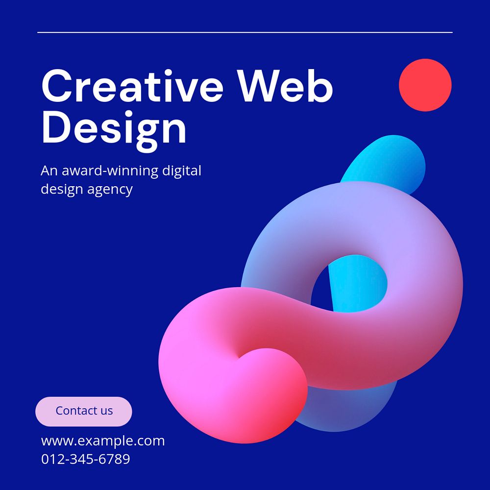 Creative web design Instagram post template, editable text