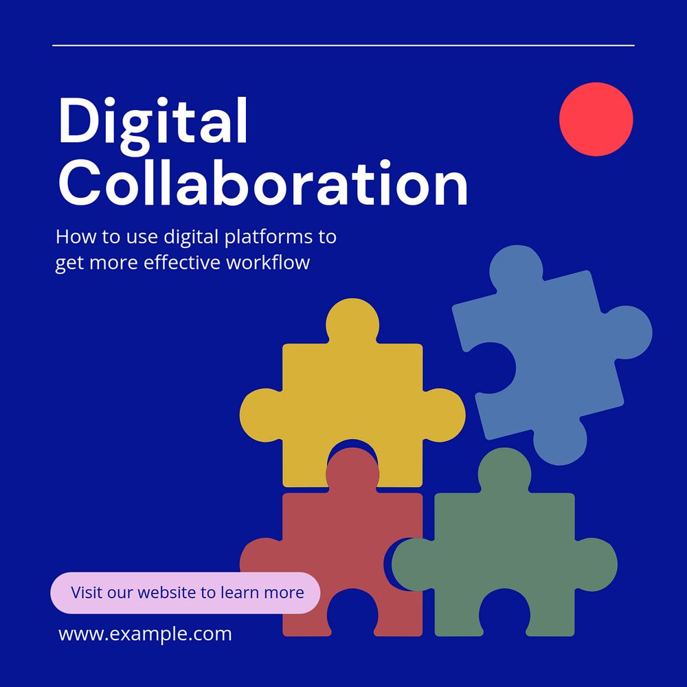 Digital collaboration Instagram post template, editable text