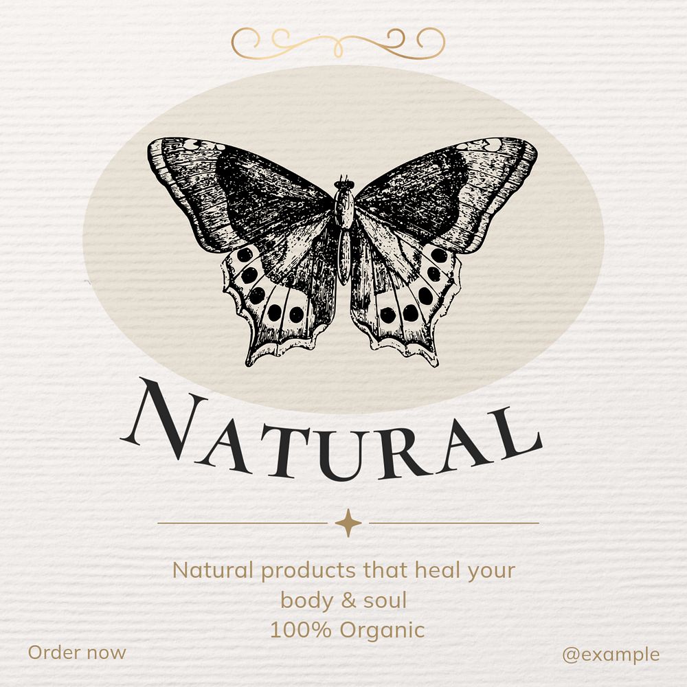 Natural products Instagram post template, editable text