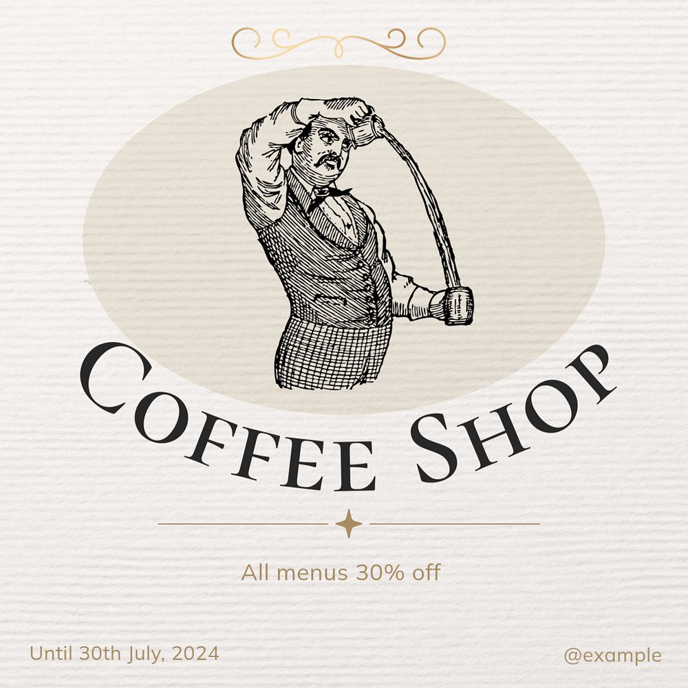 Coffee shop Instagram post template, editable text