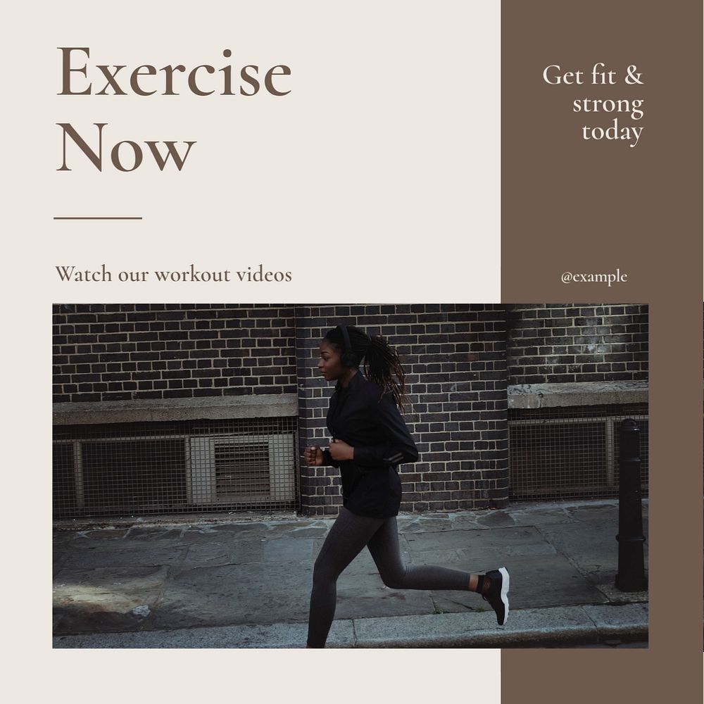 Exercise now Instagram post template, editable text