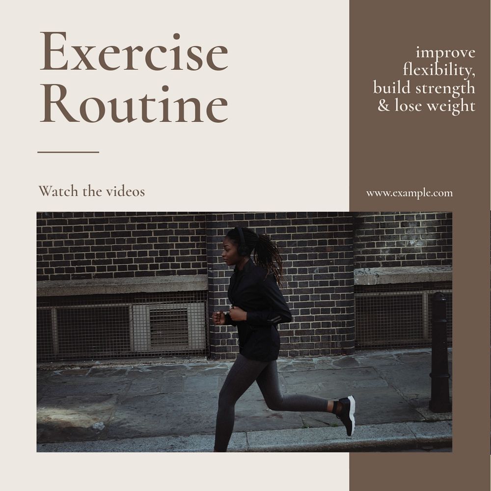 Exercise routine Instagram post template, editable text