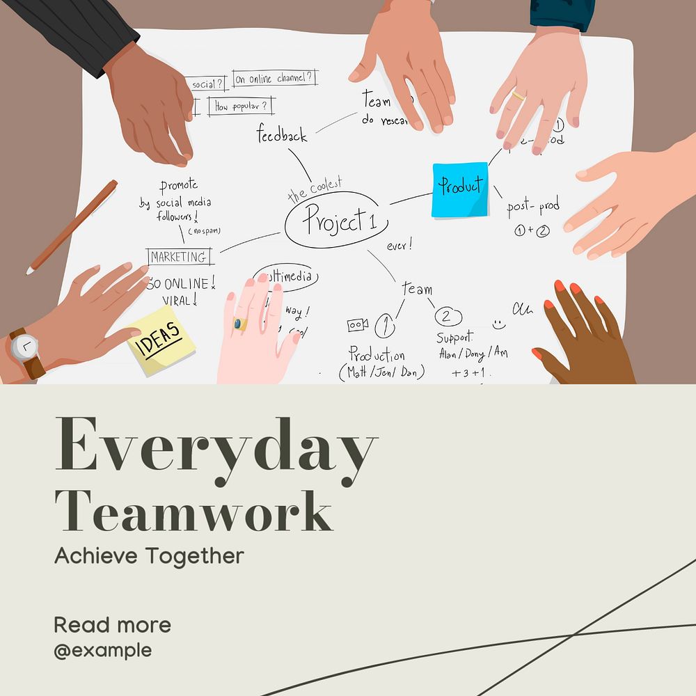 Teamwork Instagram post template, editable text