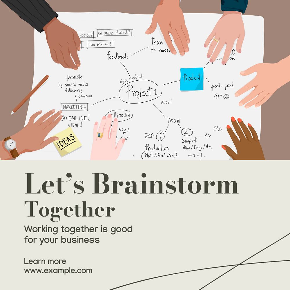 Brainstorm Instagram post template, editable text