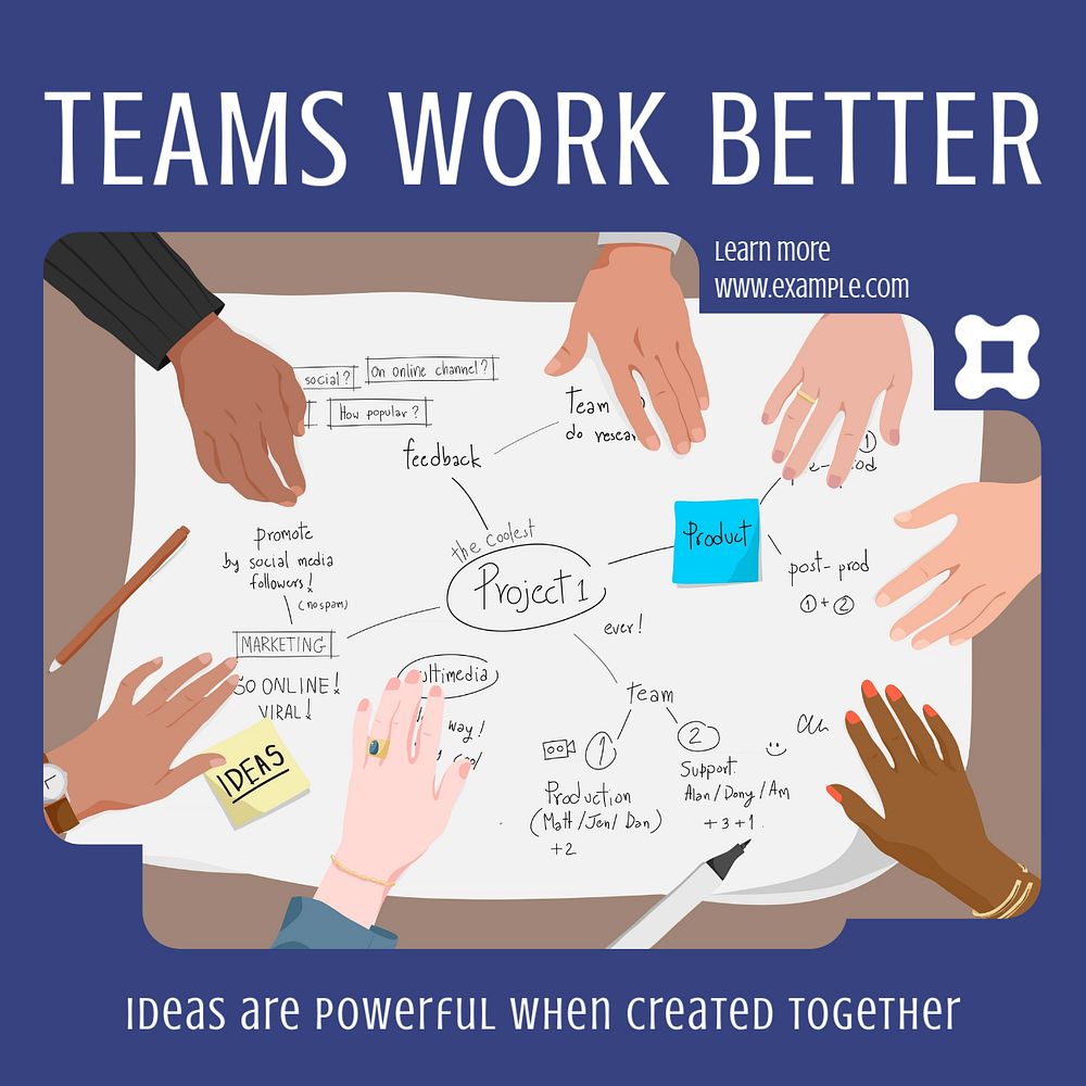 Teamwork Instagram post template, editable text