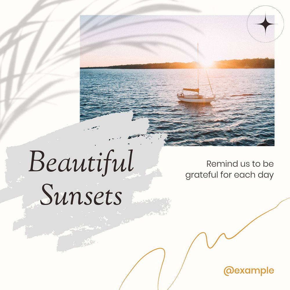 Beautiful sunsets Instagram post template, editable text