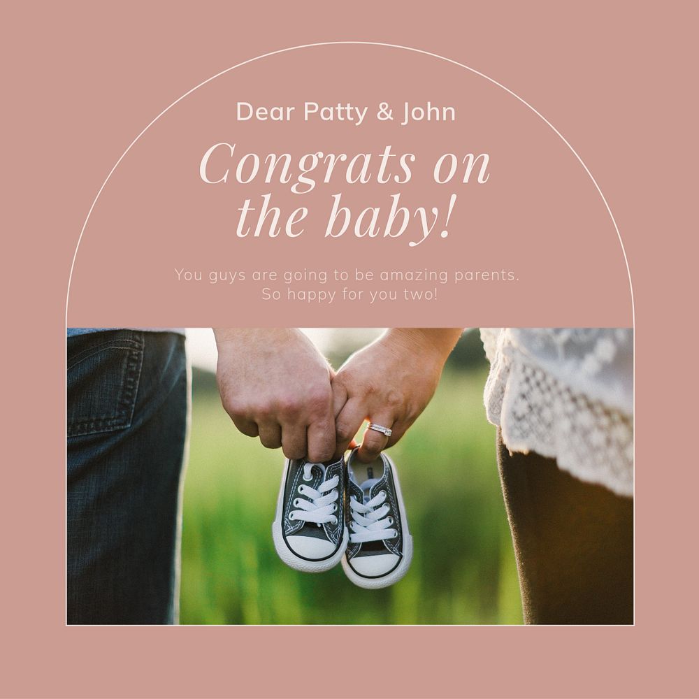 Congrats on the baby Instagram post template, editable text