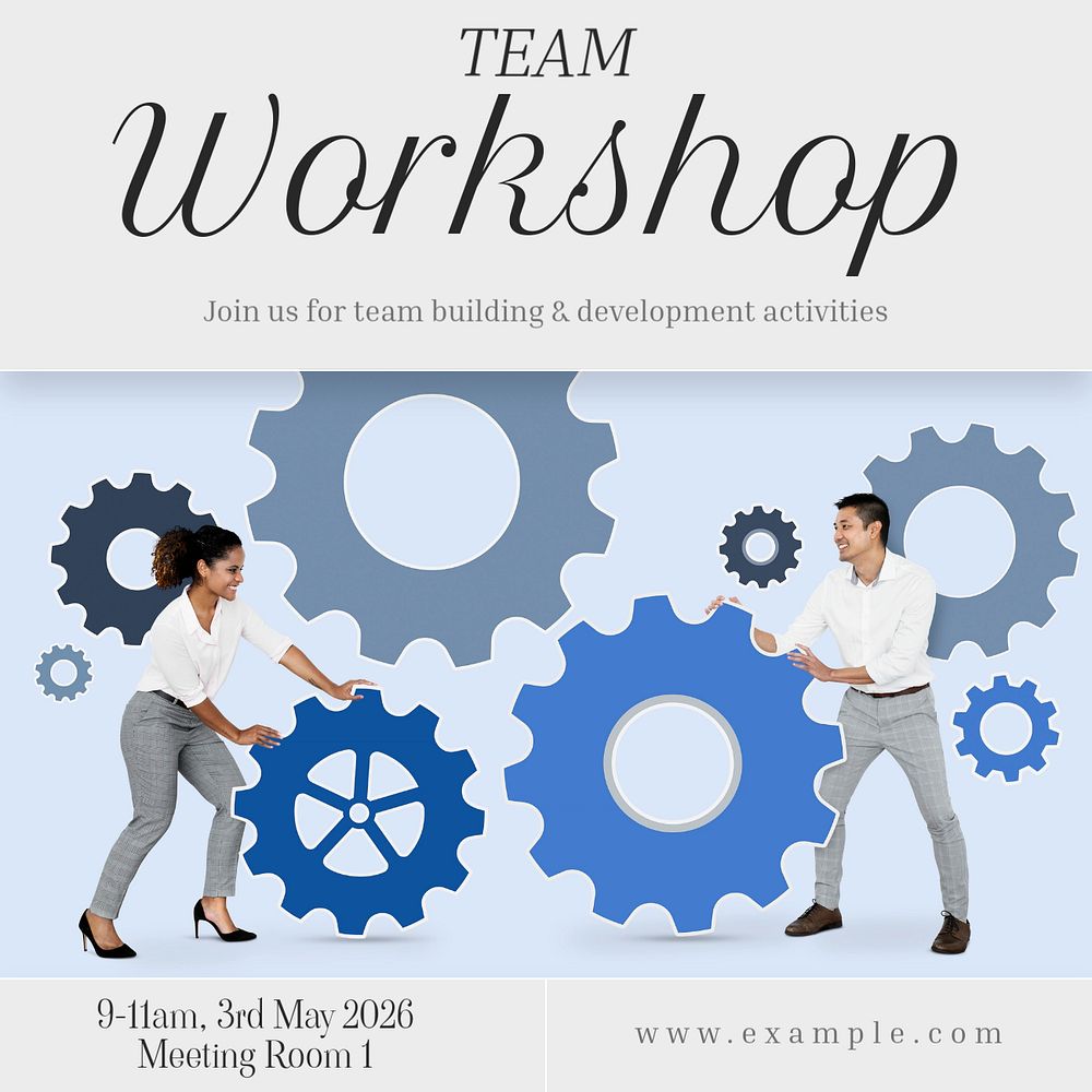 Team workshop Instagram post template, editable text