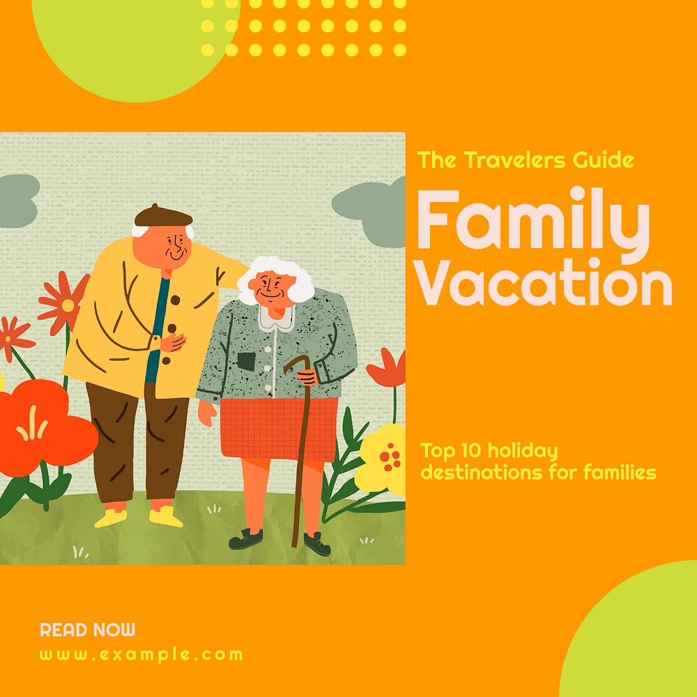 Family vacation Instagram post template, editable text