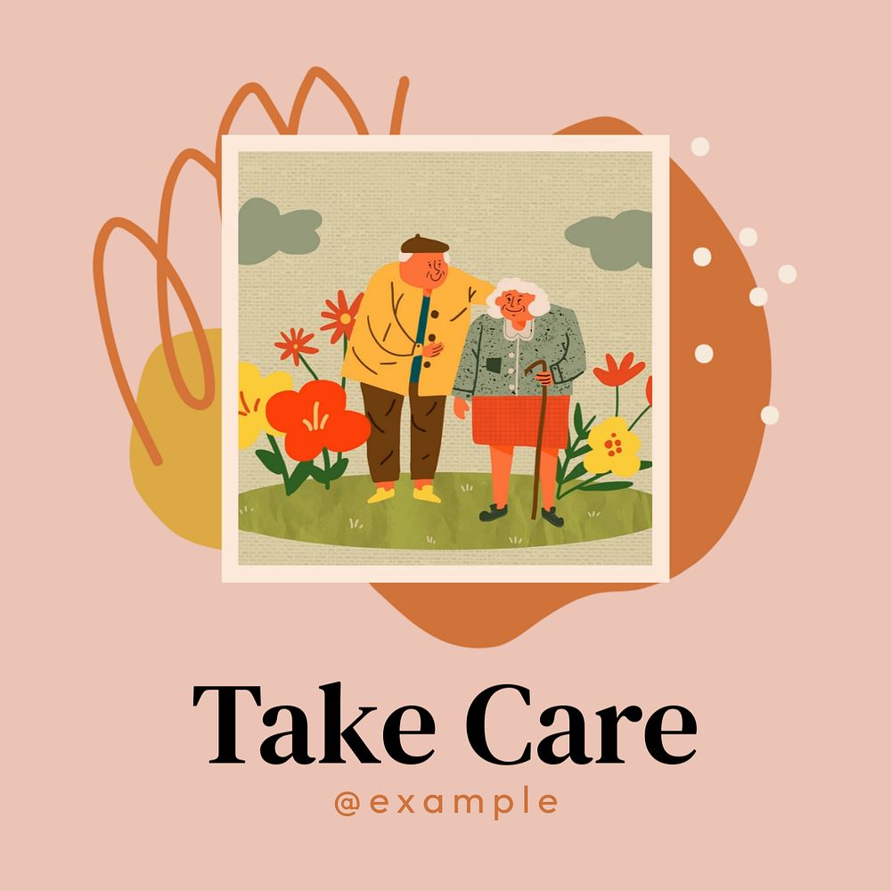 Take care Instagram post template, editable text