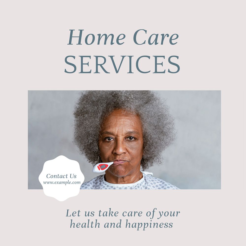 Home care services Instagram post template, editable text